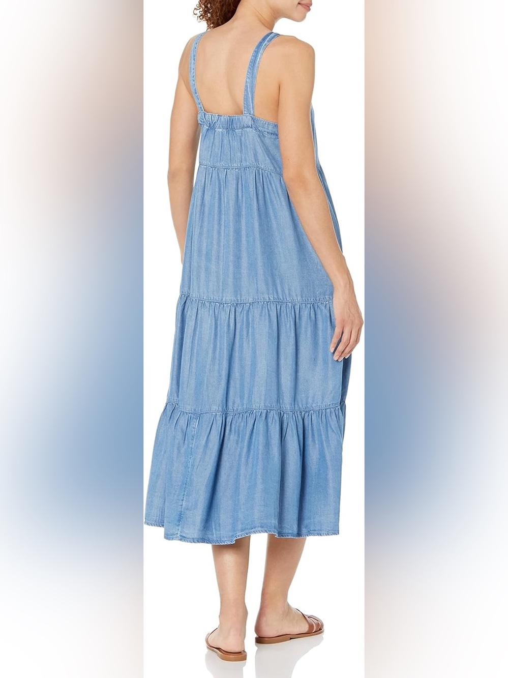 MSRP $70 The Drop Britt Tiered Maxi Tent Dress Tencel Chambray - Picture 4 of 4